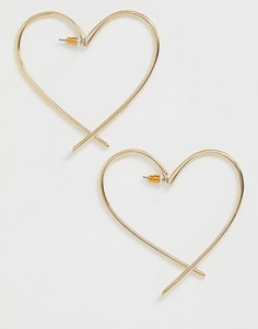 Золотистые серьги с незамкнутым дизайном в форме сердца ASOS DESIGN - Золотой
