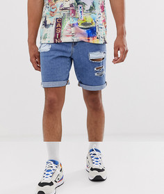 Синие выбеленные джинсовые шорты с рваной отделкой ASOS DESIGN - Мульти