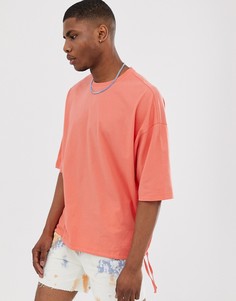 Оранжевая oversize-футболка с затягивающимся шнурком ASOS DESIGN - Оранжевый