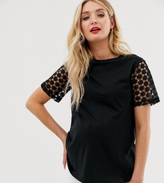 Футболка с кружевными рукавами ASOS DESIGN - Черный