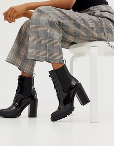 Черные ботинки на массивной подошве со шнуровкой ASOS DESIGN Ellen - Черный