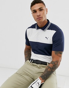 Темно-синее поло с полосками Puma Golf - Темно-синий