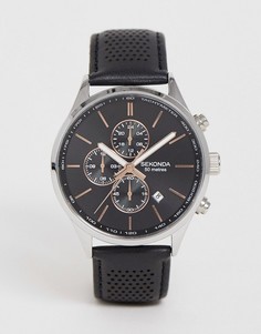 Часы с хронографом и перфорированным кожаным ремешком Sekonda эксклюзивно для ASOS - Черный