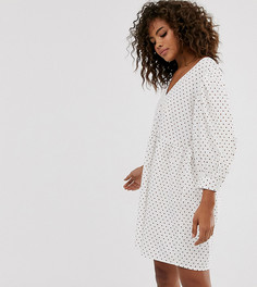 Свободное платье мини в горошек с V-образным вырезом спереди и сзади ASOS DESIGN Tallv - Мульти