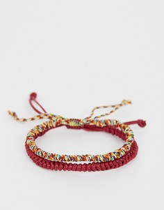 Бордовый плетеный браслет ASOS DESIGN - Красный