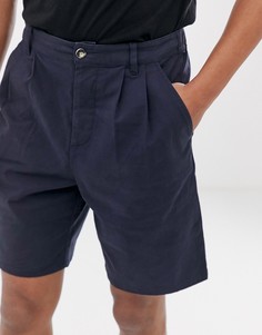 Темно-синие свободные шорты чиносы со складками ASOS DESIGN - Темно-синий