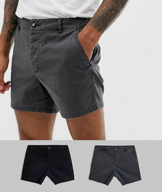 2 пары шортов чиносов слим черного цвета ASOS DESIGN СКИДКА