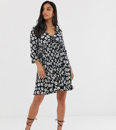Плиссированное свободное платье мини с мелким цветочным принтом ASOS DESIGN Petite - Мульти