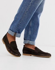 Темно-коричневые плетеные лоферы River Island - Коричневый