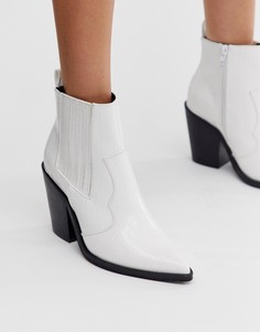 Белые ботинки в стиле вестерн с отделкой под кожу крокодила ASOS DESIGN Elliot - Белый