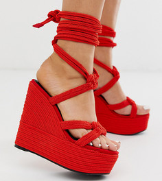 Красные туфли на танкетке для широкой стопы ASOS DESIGN - Красный