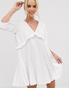 Плиссированное платье мини ASOS DESIGN - Белый