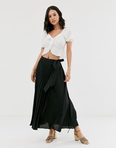 Плиссированная юбка макси с запахом и завязкой ASOS DESIGN - Синий