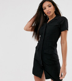 Джинсовое платье-рубашка мини с карманами ASOS DESIGN Tall - Черный