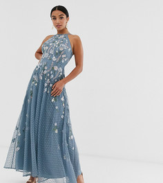 Платье макси в вышитый горошек добби ASOS DESIGN Petite - Фиолетовый