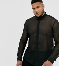 Черная супероблегающая сетчатая рубашка Twisted Tailor - Черный