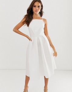 Платье для выпускного миди с бантом на спине ASOS DESIGN - Белый