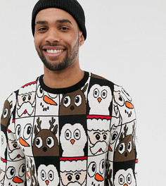 Новогодний джемпер со сплошным узором ASOS DESIGN Tall - Черный