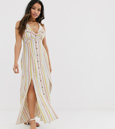 Платье макси в полоску на пуговицах ASOS DESIGN Petite - Мульти