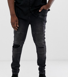 Супероблегающие джинсы в байкерском стиле с потертостями ASOS DESIGN Plus - Черный