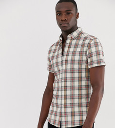Приталенная рубашка в клетку ASOS DESIGN Tall - Бежевый