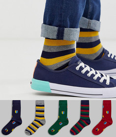 5 пары носков до щиколотки с университетским дизайном ASOS DESIGN - Мульти
