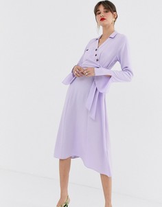 Платье-рубашка миди с запахом и пуговицами ASOS DESIGN - Фиолетовый