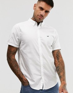 Белая облегающая оксфордская рубашка с короткими рукавами и логотипом Hollister - Белый