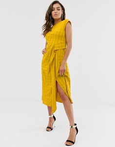 Фактурное платье миди без рукавов ASOS DESIGN - Желтый