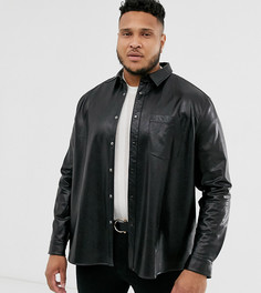 Черная рубашка классического кроя из искусственной кожи ASOS DESIGN Plus - Черный