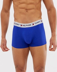 Синие боксеры-брифы с контрастным поясом с логотипом-флагом Tommy Hilfiger - Синий