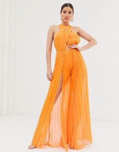 Комбинезон с запахом и перекрестной отделкой ASOS DESIGN - Оранжевый