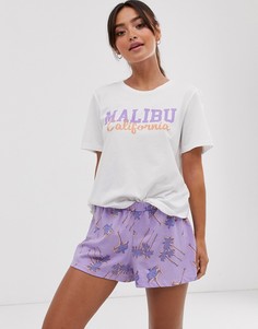 Комплект из шорт и футболки с надписью Malibu ASOS DESIGN - Мульти