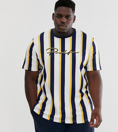 Футболка в желтую и синюю полоску River Island Big & Tall - Белый
