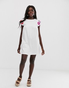 Свободное платье мини с отделкой кроше ASOS DESIGN - Белый