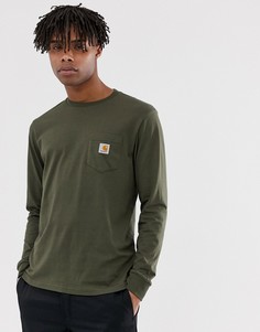 Зеленый лонгслив с карманом Carhartt WIP - Зеленый