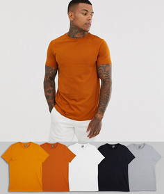 Набор футболок с круглым вырезом из органического хлопка ASOS DESIGN 5 шт.