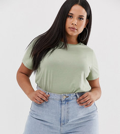 Футболка цвета хаки с круглым вырезом ASOS DESIGN Curve - Зеленый