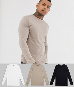 3 лонгслива из органического хлопка ASOS DESIGN набор со скидкой