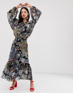 Платье макси с присборенной талией и мелким цветочным принтом ASOS DESIGN - Мульти