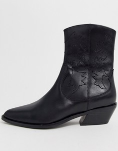 Черные кожаные ботинки в стиле вестерн ASOS DESIGN Autumnal