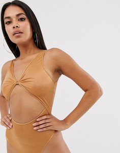 Золотистое боди с вырезом Savage x Fenty glisenette
