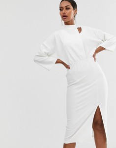 Платье миди с асимметричной пряжкой ASOS DESIGN - Белый
