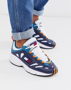 Темно-синие кожаные кроссовки в стиле ретро с логотипом Tommy Jeans - Мульти