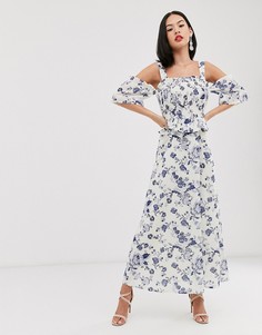Присборенное платье макси с принтом ASOS DESIGN - Мульти