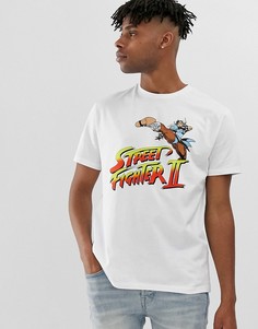 Свободная футболка с принтом на груди ASOS DESIGN Street Fighter - Белый