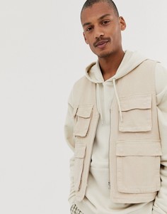 Жилет песочного цвета в стиле милитари ASOS DESIGN - Светло-бежевый