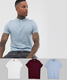 Набор из 3 трикотажных поло ASOS DESIGN СКИДКА
