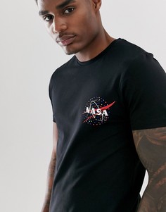 Зауженная футболка с принтом на груди и декоративной отделкой ASOS DESIGN NASA - Черный