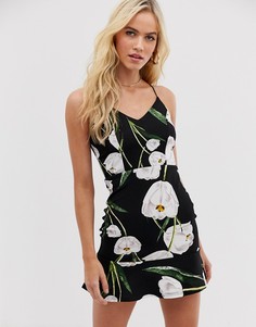 Платье мини с цветочным принтом AX Paris - Черный